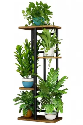 Azh715 Linzinar Plant Stand Indoor 4 Tier 5 Potted Multiple Shelf Stands For G