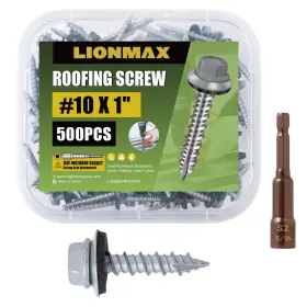 500-rfs101z Lionmax 500-pcs Metal Roofing Screws #10 1 Inch Rustproof X Silver