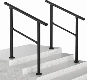78004 Lovmor 2 Pack 3 Step Hand Rails For Outdoor Steps Black