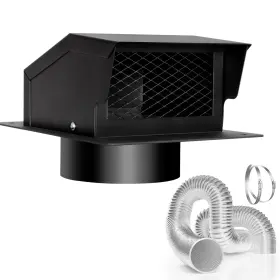 Ltseame 769083077339 6 Inch Roof Vent Kit Bathroom Dryer Exhaust Galvanized Steel Damper Aluminum Duct