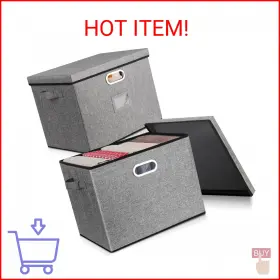 Lukeline 600310215011 Collapsible Storage Bins With Lids 2-pack Foldable Fabric Linen Storag