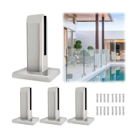 Lukloy 789609333022 4x 304 Stainless Steel Square Glass Spigots Pool Fence Spigot Clamp Ho
