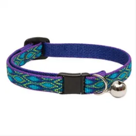 72427 Lupine 6 Pack - Adjustable Cat Collar With Bell Breakaway Buckle Rain Song Pattern 1/2x