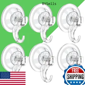 B01jcrl3zm Luxear 6-pack Suction Cup Hooks Waterproof Reusable Clear Removable Shower Towe