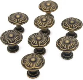 Lxz-knob202009-s-brs Lxz 8 Pcs Vintage Antique Brass Knobs - Cabinet Handles Small