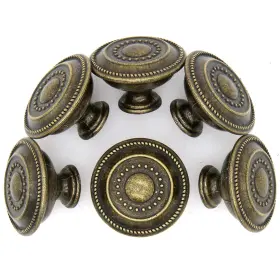 Lxz-shknob2021-brs-6p Lxz 6 Pcs Vintage Antique Brass Knobs Handles - Cabinet Large