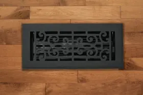 Mck-410-txb-brq Madelyn Carter 4 X 10 Cast Aluminum Baroque Vent Cover - Black Overall 5.25