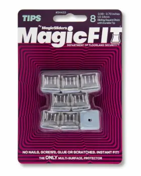 24423 Magic Sliders 4 Pack - Clear Leg Tips Protective Bottom .59 .70 Inch Square 8-pk
