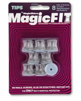 24524 Magic Sliders 4 Pack - Clear Leg Tips Protective Bottom .59 .70 Inch Round 8-pk