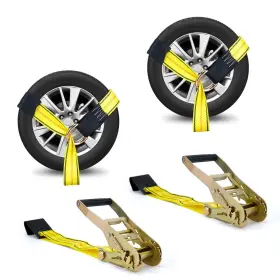 Ry67588 Mahoommakh Tire Straps For A Car Trailer Wheel Tie Down Strap 2 Inch X 10ft With Snap Hooks