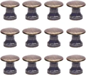 Mairuker 13 9mm/0.51 0.35 12 Pcs Mini Antique Brass Cabinet Knobs Round 0.47x0.43inch