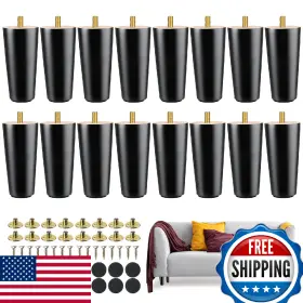 B0d2xhwxcf Maitys 16 Black 4 Inch Round Solid Wood Furniture Legs For Sofa Chair Table Cabinet