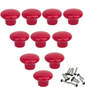 10jj004a-1 Mallofusa 10pcs Durable Cabinet Knob Wardrobe Drawer Small Red
