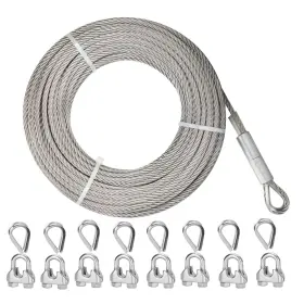 Mariocsa 516025 5/16 Stainless Steel Cable 25ft 7x19 Strands Aircraft 9000 Lbs Breaki
