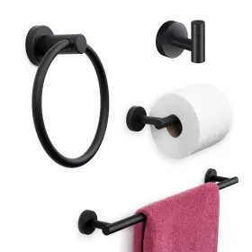 Marmolux Acc B07y32h6cp - 4 Piece Matte Black Bathroom Hardware Set Towel Rack