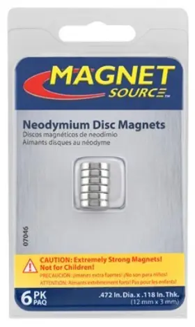 07046 Master Magnetics 6 Pack Piece Neodymium Super Magnets