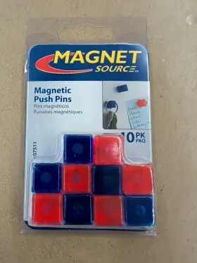07511 Master Magnetics Neodymium Magnetic Hangers - Square Push Pins 10 Pack