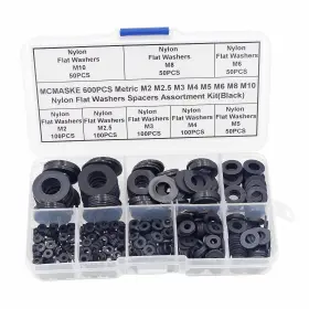 Fwm2-m10bw Mcmaske 600pcs Metric M2 M2.5 M3 M4 M5 M6 M8 M10 Nylon 20 Millimeters Black