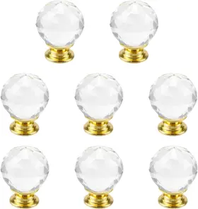 1912047 Mcredy Cabinet Knobs Draw Crystal 1.2 Inch Transparent Gold