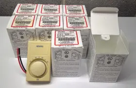 M601w Mears 8 Line Voltage Thermostats Nos Ivory Almond 45 To 75 Degrees Lot