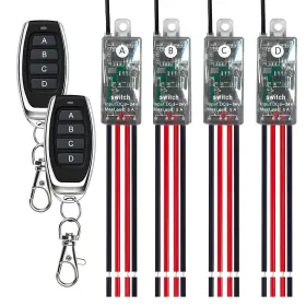 Muzhi-4 Meskliu 12v Mini Remote Control Switch 4 Way 1 Channel Wireless Dc 5v/12v/24v/