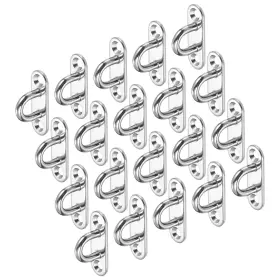 Metallixity 609044637816 20 Pcs 1.8 Inch Pad Eye Plate 304 Stainless Steel Ceiling U Hooks For Door Silver
