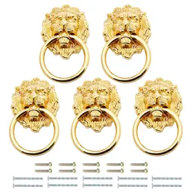Sz070280012444rk-6-u5 Mgoodoo 5pcs Drawer Lion Head Pull Handle Knob Dresser Cabinet Large 5 Gold