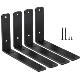 Bxgzc-23 Mhmydz 4 Pack - L 8 Inch X H 6 W1.5 5mm Thick Black Shelf Bracket Iron Brac