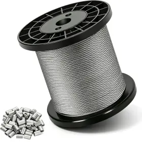 Micnce Xh600ft116a200s 1/16 Wire Rope 600ft Stainless Steel Cable 304 With 150pcs Crimp