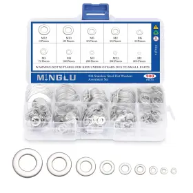 Minglu 369852147562 Washers 900 Pcs For Screws 304 Stainless Steel Flat Silver