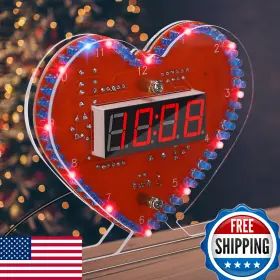 B09y53d5j1 Mioyoow Heart 4-digit Diy Clock Kit Rotating Led Lights Smt/smd Soldering Projec