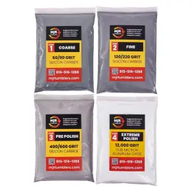 Mjr10pgk Mjr Tumblers Rock Tumbler Grit Kit Refill For 10lb 4 Step Silicon Carbide And 12 0