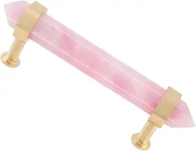 Gdstsu027401 Mookaitedecor Brushed Brass With Rose Quartz Double Crystal Points Pink