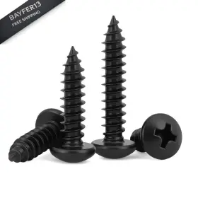 Bkptzg08 Moyocodi #4 X 1-1/2 Inch 100 Pack Pan Head Sheet Metal Screws Black