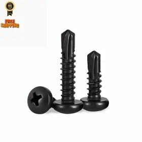 Bkptzw004 Moyocodi #6 X 1-1/4 Inch 100 Pack Pan Head Sheet Metal Screws 1-1/4ftft Black
