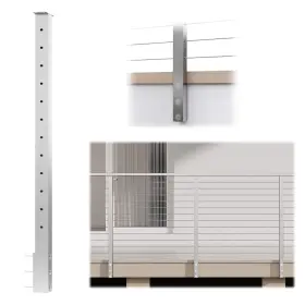 0896 Muzata Side Mount Cable Railing Post 42 Inch X2 Level Brushed