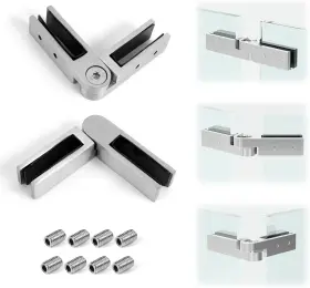 2074 Muzata 2pack Adjustable Glass To Clamp 90-180-270 2 Pack Brushed