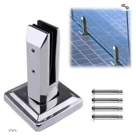 Gs10 Muzata 3222 Set Of 5 Rectangle Standoff Glass Clamp Polish Stainless Steel