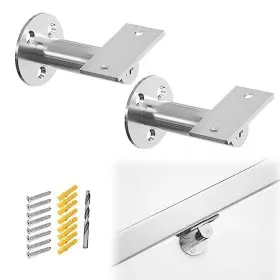 Muzata 706597343680 2pack Stainless Steel Adjustable Handrail Bracket Angle Flat Fits Han