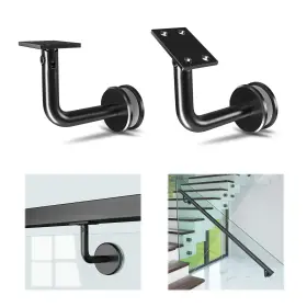 Muzata 730759229987 2pcs Glass Mount Handrail Bracket Fit For 3/8 Inch -5/8 10-14mm Thickness