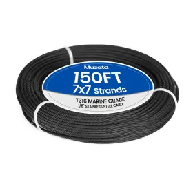 Hsl-0847 Muzata 150 Ft 1/8 Inch Black Stainless Steel Cable Railing System 150ft