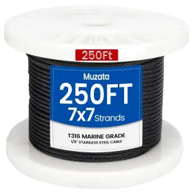 Hsl-0849 Muzata 250 Ft 1/8 Inch Black Stainless Steel Cable Railing System 250ft