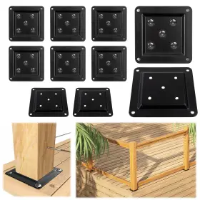 Mza2176 Muzata 10-pack 3.5 Inch X3.5 Wood Post Connector Base Plates For Decks And Fences
