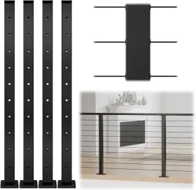 Mzz-1424 Muzata 4pack Black Cable Railing Post End Level Drilled Post-4p