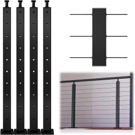 Mzz1438 Muzata 4pack Black Cable Railing Post 36 Inch 4 Level Posts
