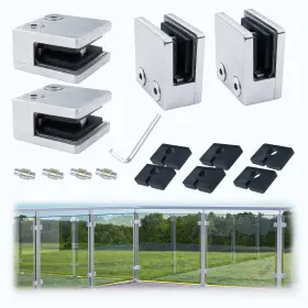 Mzz1647 Muzata 4pack Adjustable Glass Clamp For Thickness 5/16 Inch -1/2 8mm-12mm Brushed Squar