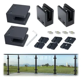 Mzz1648 Muzata 4pack Adjustable Glass Clamp For Thickness 5/16 Inch -1/2 8mm-12mm Black Square