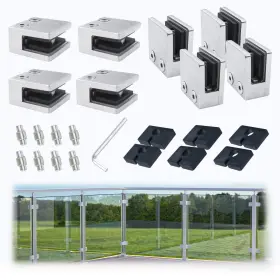 Mzz1842 Muzata 8pack Adjustable Glass Clamp For Thickness 5/16 Inch -1/2 8mm-12mm Brushed Squar
