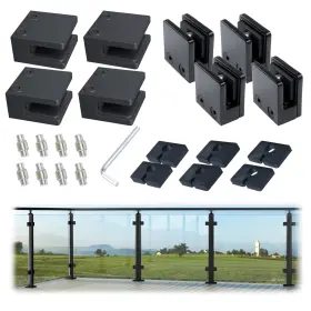 Muzata Mzz1843 8pack Adjustable Glass Clamp For Thickness 5/16 Inch 1/2 8mm12mm Black Squa