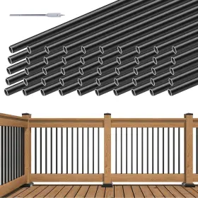Round-32 Muzata Mzz1985 50pack 32 Inch Aluminum Deck Balusters Round Black